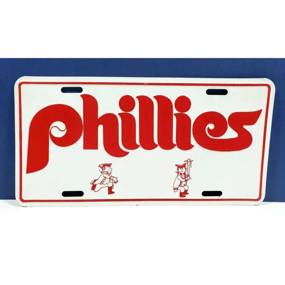 Vintage baseball Phillies Red and White License Plate